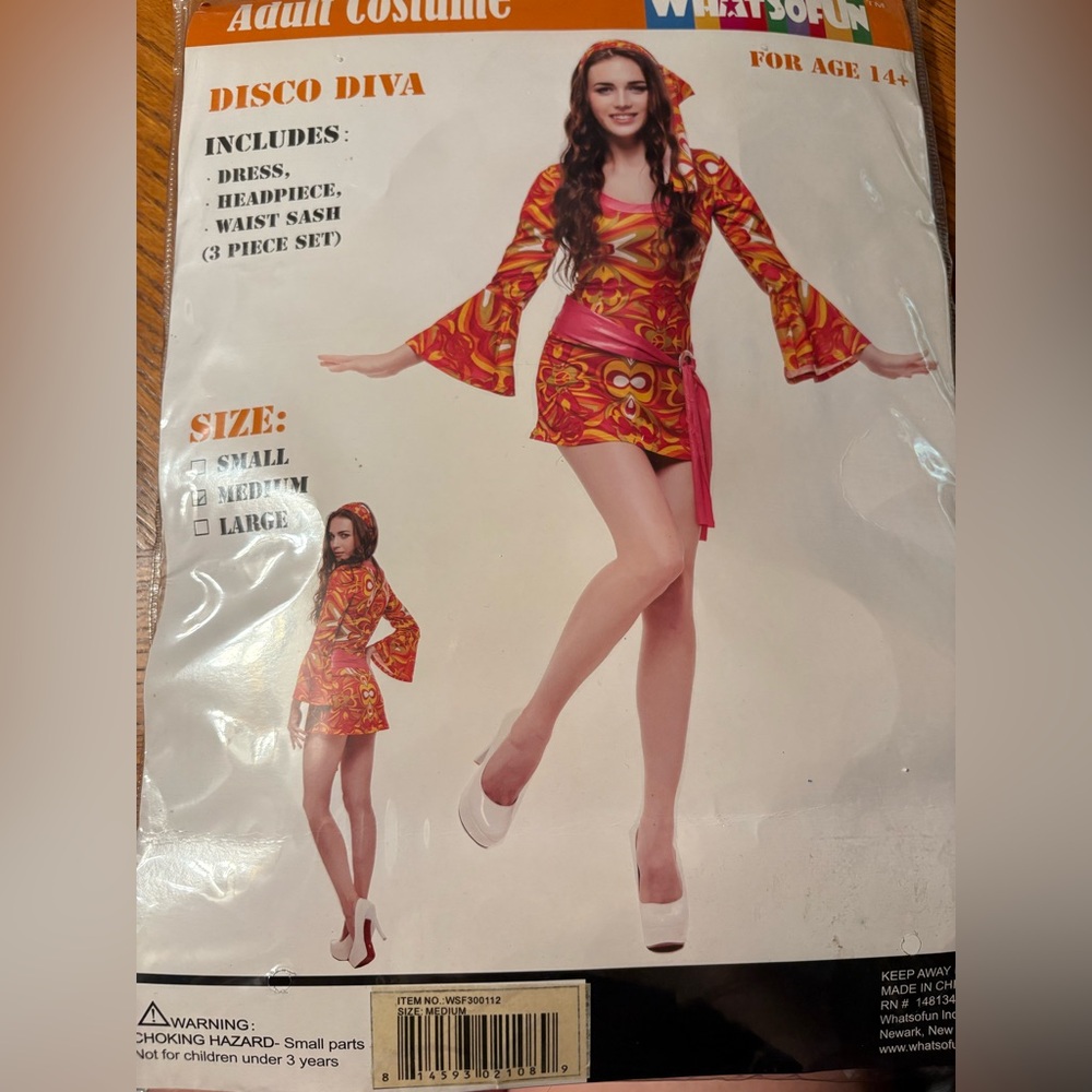 Disco Diva Costume - Red and Pink size medium